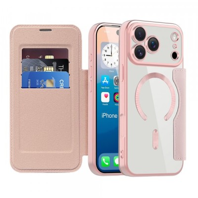 Husa MagSafe pentru Apple iPhone 17 Pro, Techsuit, SmartMag Book, Roz foto