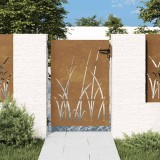 vidaXL Poartă de grădină 85x125 cm, oțel corten, design cu iarbă 153222