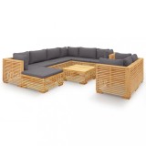 Cumpara ieftin Set mobilier gradina cu perne, 10 piese, lemn masiv de tec