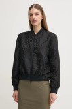 EA7 Emporio Armani geaca bomber femei, culoarea negru, de tranzitie, AF15382.7W000483