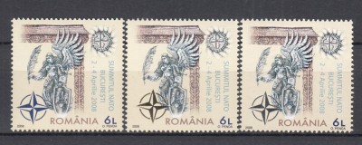 ROMANIA 2008 LP 1798 EVENIMENTE NATO SERIE +SERIE FOLIO ARGINT+SERIE FOLIO AUR MNH foto