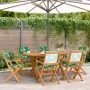 VidaXL Set mobilier de grădină 7 piese textil model frunze/lemn masiv