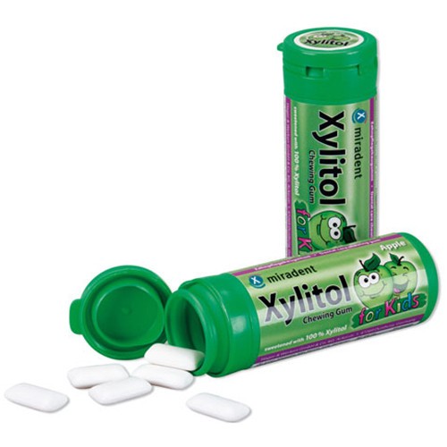 Guma Miradent Xylitol, Mere, 30 pastile, 30g, de la 3 ani