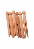 Accesorii doll pins din lemn pentru activitati crafts, 6 bucati set, natur