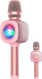 Microfon OneOdio, wireless, conectare prin Bluetooth 5.2, sensibilitate -52 dB, acumulator 1800 mAh, karaoke | Iluminare | 4 moduri voce, roz, &quot;Bopmen