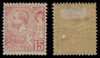 Monaco 1891 Albert I 15C rosa Mi.15 MH AM.270 foto