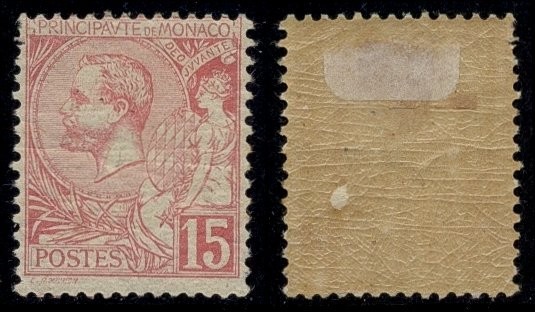 Monaco 1891 Albert I 15C rosa Mi.15 MH AM.270