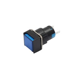Indicator LED de panou din plastic, 16mm, 2 pini, albastru, 12V DC, IP20, FL1P-16NJ-6-BLUE