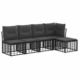 vidaXL Set de canapele de exterior cu pernă 2 pcs Negru Poliester 3437451