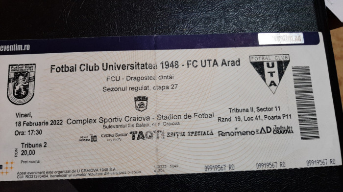 Bilet FC U Craiova - UTA