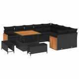 vidaXL Set de canapele pentru grădină 12 pcs Negru 100 x 100 x 71 cm 3363334