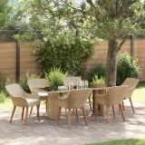 vidaXL Set de dining pentru grădină de 7 piese Bej din ratan sintetic