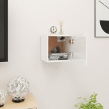 vidaXL Dulap TV suspendat, alb extralucios. 30,5x30x30 cm