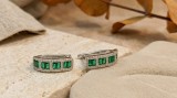Cumpara ieftin Cercei din Argint 925 cu Zirconiu Verde Smarald si Halo , Eleganta Atemporala si Design Luxos