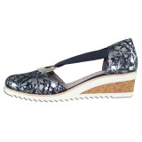 Pantofi cu toc dama piele naturala - Remonte bleumarin argintiu - Marimea 41