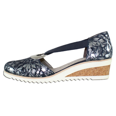 Pantofi cu toc dama piele naturala - Remonte bleumarin argintiu - Marimea 41 foto