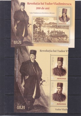 ROMANIA 2021 - TUDOR VLADIMIRESCU, JUMATATE MINICOALA, MNH - LP 2328 + BLOC foto