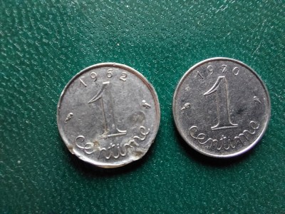 Monede 1 centime 1962,1 centime 1970 Franta. foto