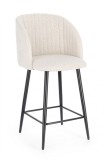Cumpara ieftin Set 2 scaune bar otel negru textil ivoire Queen 53x59x97 cm