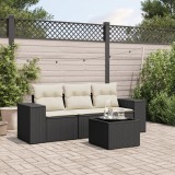 vidaXL Set mobilier de grădină cu perne, 4 piese, negru, poliratan 3254603