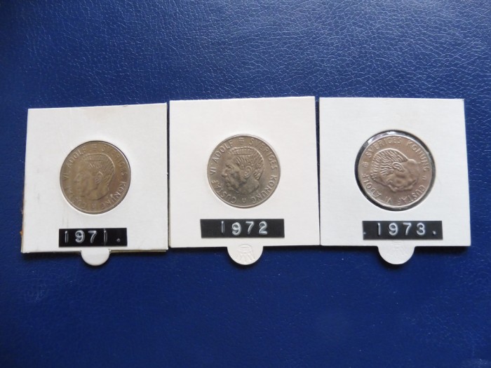 SUEDIA LOT 3 MONEDE 1 COROANA (KRONA) 1971 / 72 / 73 - Gustaf VI Adolf (144)