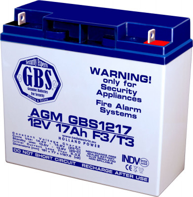 Acumulator AGM VRLA 12V 17Ah plumb acid 181x76x167mm T3 terminal GBS1217T3 TED002679 foto