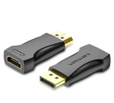Adaptor video Vention, DisplayPort(T) la HDMI(M), , rezolutie maxima 4K la 30Hz, conectori auriti, cupru, invelis PVC, negru, &amp;quot;HBPB0&amp;quot; (timbru verde 0. foto