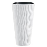 Cumpara ieftin Ghiveci decorativ de flori, rotund, inalt, alb, 29.7x53.1 cm, Sandy