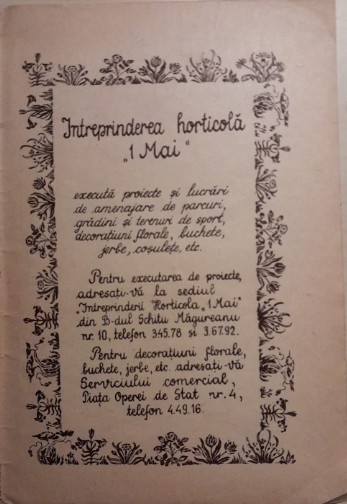 1954, reclamă Intreprinderea Horticola &rdquo;1 Mai&rdquo; Bucuresti Schitu Magureanu 10 D1