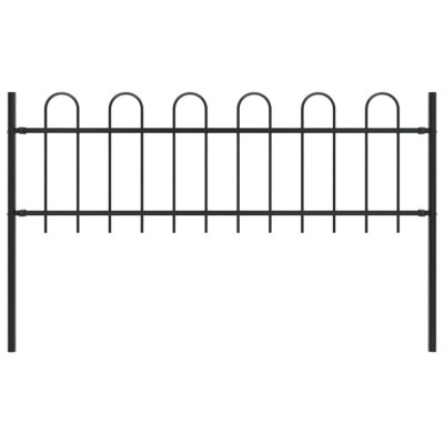 vidaXL Gard de grădină cu v&amp;acirc;rf curbat, negru, 1,7 m, oțel foto