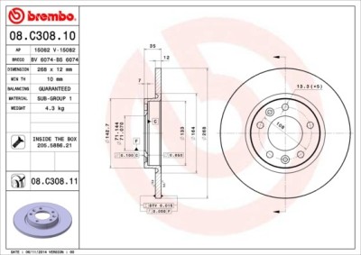 BREMBO 08.C308.11 PRIME LINE - UV Coated Disc frana foto