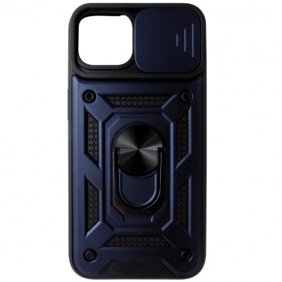 Husa spate TPU negru si plastic bleumarin, inel si protectie camera, pentru Apple iPhone 16e (SE 4 2025) foto