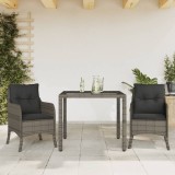 vidaXL Set mobilier de grădină cu perne, 3 piese, gri, poliratan 3211854