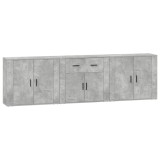 Servante, 3 piese, gri beton, lemn prelucrat