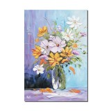 Tablou vaza cu flori pictat manual, Emotii, 60x40cm ulei pe panza in cutit efect 3D, Valentin Pop