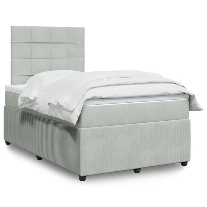 vidaXL Pat box spring cu saltea, gri deschis, 120x190 cm, catifea 3294586