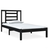 Cumpara ieftin Cadru de pat mic single, negru, 75x190 cm, lemn masiv