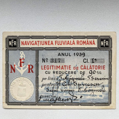 PERMIS DE CALATORIE CONDUCERE REGALIST ROMANIA NAVIGATIUNEA FLUVIALA ROMANA 1939