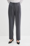 Armani Exchange pantaloni culoarea gri, drept, high waist, XW000657 AF16145