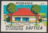 Romania anii 60-70 - Vigneta cartonata Restaurant si Camping SAFTICA (judetul Ilfov), eticheta hoteliera CentroCOOP, promovare turistica