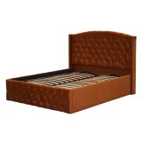 Pat Matrimonial Natalia tapitat cu somiera rabatabila diverse dimensiuni, culoare caramiziu - 180x200