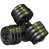 SPORTNOW Set 2 &icirc;n 1 cu 2 Gantere Convertibile &icirc;n Bară, Greutate Totală 30 kg și Discuri de Greutate Reglabile, Negru | Aosom Romania