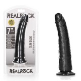 Dildo Negru Slim Realistic cu ventuza, Realrock - 7" / dildo de 18 cm