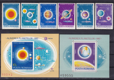 ROMANIA 1981 LP 1033 LP 1034 LP 1035 ALINIEREA PLANETELOR SERIE+ COLITE MNH foto