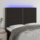 Cumpara ieftin Tăblie de pat cu LED, negru, 144x5x118/128 cm, textil