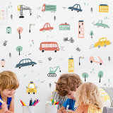 Sticker autocolant de perete pentru camera copilului, masinute, 56.5x40,5 cm