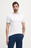 Geox tricou polo barbati, culoarea alb, neted, M5510R T3236