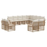 vidaXL Set de canapele de exterior cu pernă 12 pcs Alb Natural și Crem 3437806