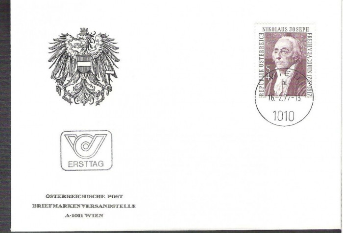 Austria &Ouml;sterreich 1977 Nikolaus Joseph FDC K.083