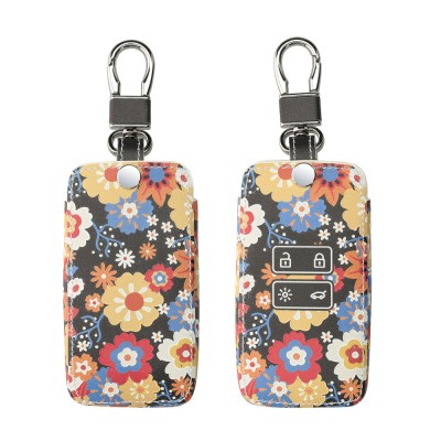 Husa Cheie Auto kwmobile pentru Renault/Dacia 4 Butoane - Keyless Go, Piele ecologica, Multicolor, 44637.70 foto